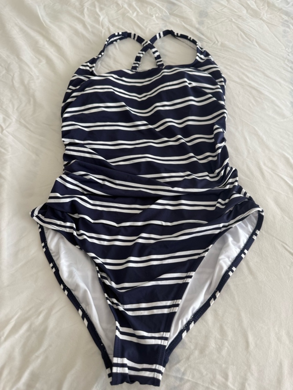 Women's Nautical Navy & White Striped One-Piece Swimsuit